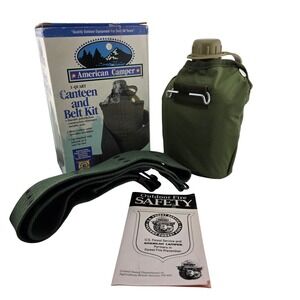 Vintage‎ American Camper 1Qt Canteen Belt Kit #233 Polyethylene Like New Boxed